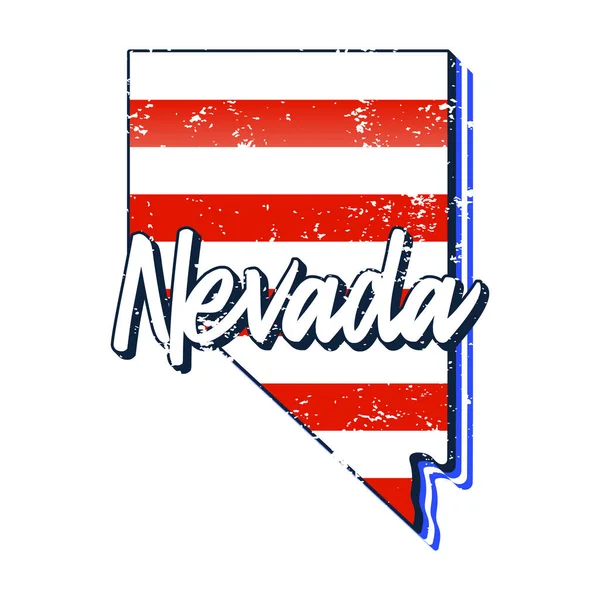 Amerikaanse Vlag Nevada Staatskaart Vector Grunge Stijl Met Typografie Met — Stockvector