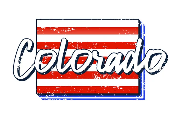 Amerikanische Flagge Colorado State Map Vector Grunge Stil Mit Typografie — Stockvektor