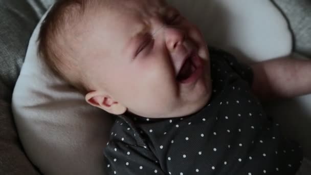 Petit bébé nouveau-né pleurer cri crie bruyamment — Video