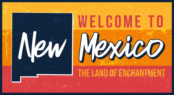 Welkom Bij New Mexico Vintage Roestige Metalen Teken Vector Illustratie — Stockvector