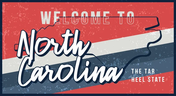 Welkom Bij North Carolina Vintage Roestige Metalen Teken Vector Illustratie — Stockvector