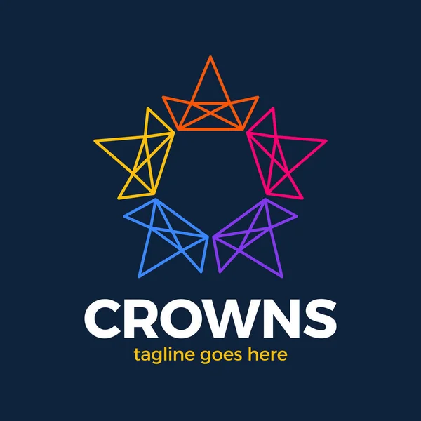 Crown Star Logo Design Koncept För Ansluten Loop Symbol Färgglada — Stock vektor