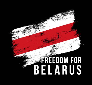 Belarus 'a Özgürlük yazısını bayrağın arka planına yansıtan vektör illüstrasyonu. Özgürlüğün sembolü Belarus. Beyaz Rusya 'nın ulusal renkleri
