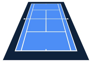 Perspective view Vector Illustration Of Tennis Court From The front Top View. clipart