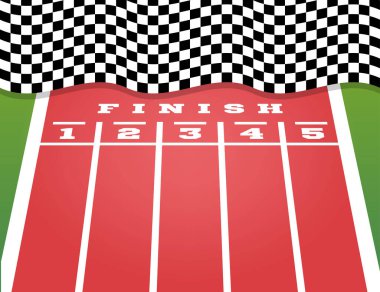 Go-kart koşu pistinde perspektif bitiş. yol işaretleri