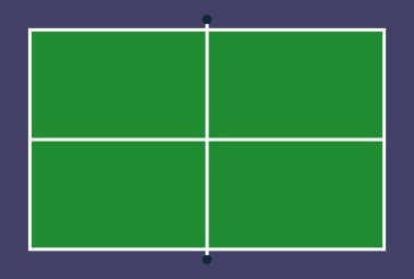 Düz pinpon masası. Çizgi şablonlu alanın üst görünümü, taktik tahtası için vektör modeli veya tasarımınız için şablon, pankart. Orantı özeti çizimi.