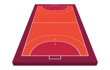 Hentbol için perspektif görüş alanı. Çizgilerin Turuncu Taslak Hentbol Alanı Vektör İllüstrasyonuName.