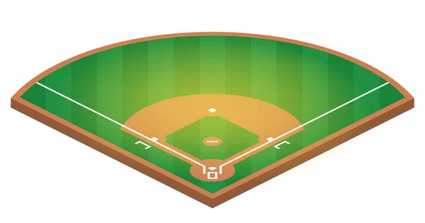 Isometrisk Baseballplan Platt Illustration Baseball Fält Vektor Design Vektorillustration — Stock vektor