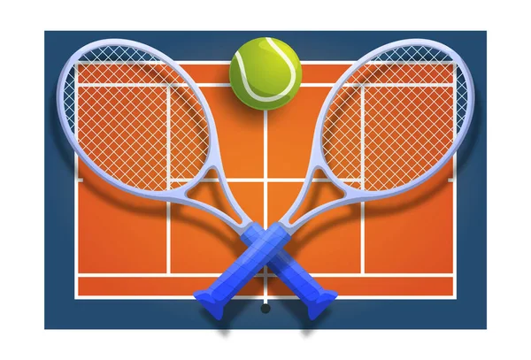 Tennis Club Racket Cross Ball Orange Court Game Competition Vector — Stock Vector