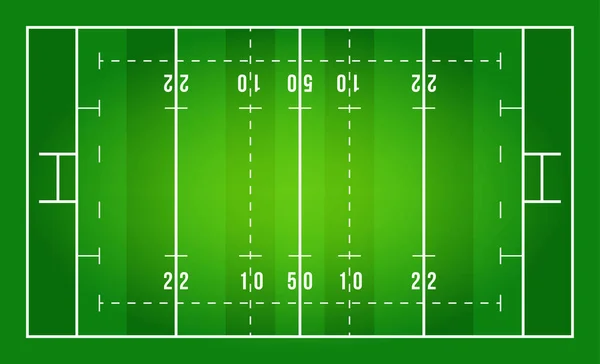 平坦的绿色橄榄球场 带有行模板的橄榄球字段的顶部视图 病媒体育场 — 图库矢量图片