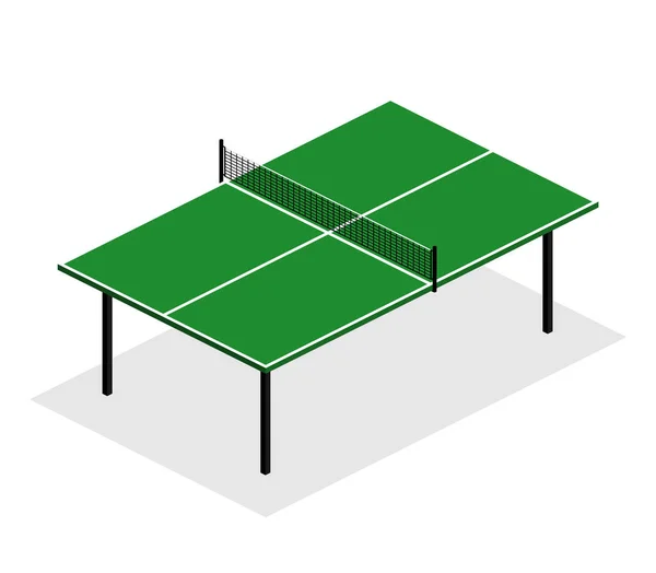 Green Ping Pong Tafel Een Isometrische Vector Illustratie Ontwerp — Stockvector