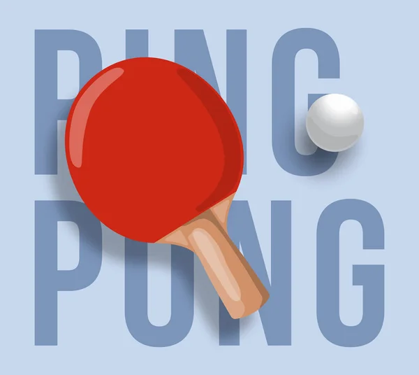 Illustrazione Astratta Racchetta Ping Pong Isolata Sfondo Chiaro Testo Ping — Vettoriale Stock