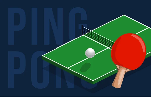 Diseño Pancarta Centro Tenis Mesa Mesa Isométrica Para Ping Pong — Vector de stock