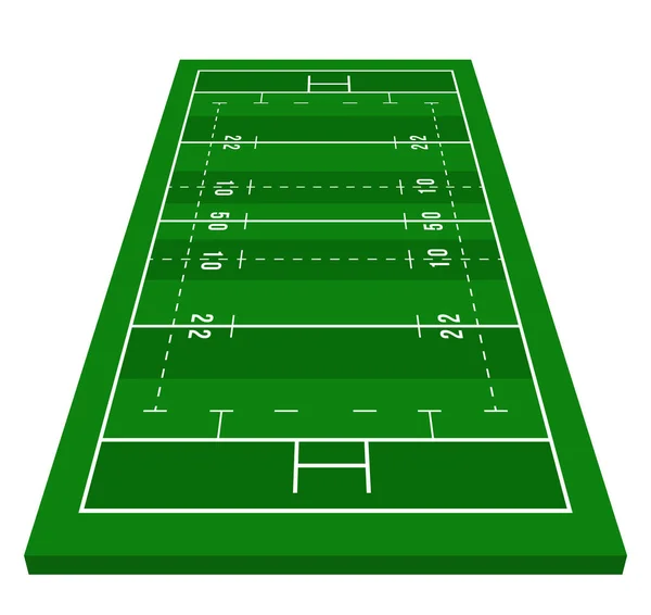 透视绿色橄榄球场 从前面看带有行模板的橄榄球字段 病媒示范体育场 — 图库矢量图片