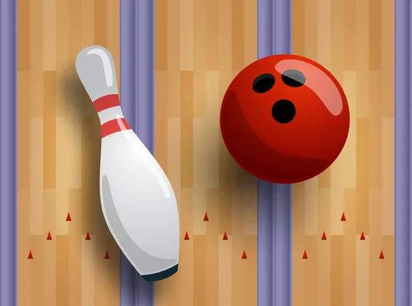 Padrão Boliche Vetorial Conceito Banner Pista Bowling Bola Skittles Chão — Vetor de Stock