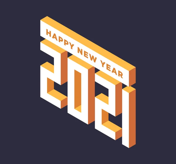 2021 New Year Isometric Vector Illustration Art Minimal 2021 Vector — Stock Vector