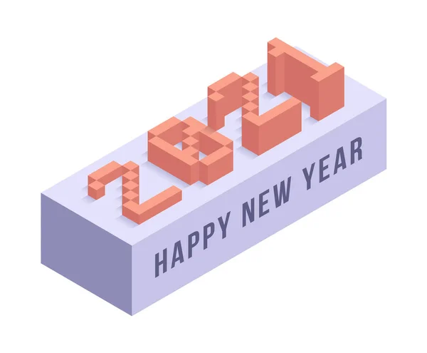 2021 New Year Isometric Vector Illustration Art Minimal 2021 Vector — Stock Vector