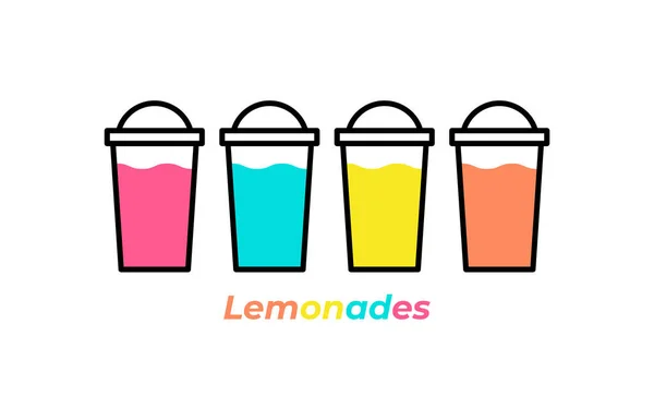 Čerstvé Nápoje Limonáda Sklenice Smoothie Dietní Nápoj Koktejl Vektorové Ilustrace — Stockový vektor