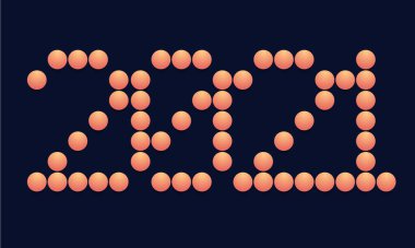 Mutlu yıllar 2021 Vektör Çemberi Sanat tipografisi. Tatil tebrik kartı illüstrasyonu. Çember ve noktalardan harfler. Geometrik Yeni Yıl Posterleri elektronik skorborda benzer.