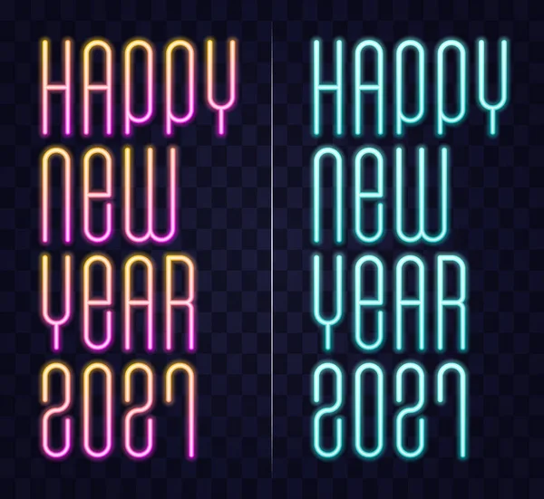 2021 Happy New Year Neon Text 2021 New Year Design — Stock Vector