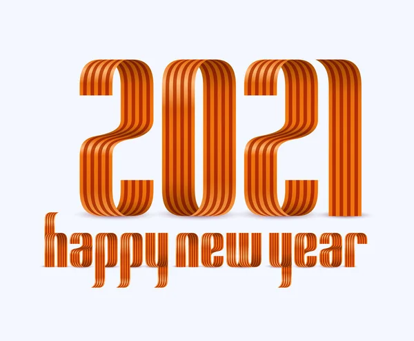 2021 Happy New Year Red Ruban Font Sur Fond Blanc — Image vectorielle