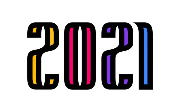 Πολύχρωμο Ευτυχισμένο Νέο Έτος 2021 Εορτασμός Ευχετήρια Κάρτα Διανυσματική Απεικόνιση — Διανυσματικό Αρχείο