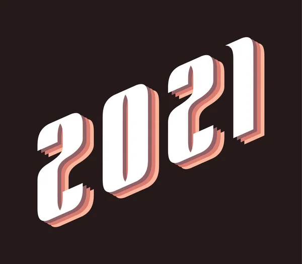 Стильна Вітальна Листівка Векторні Ілюстрації Ізольовані Білому Новим 2021 Роком — стоковий вектор