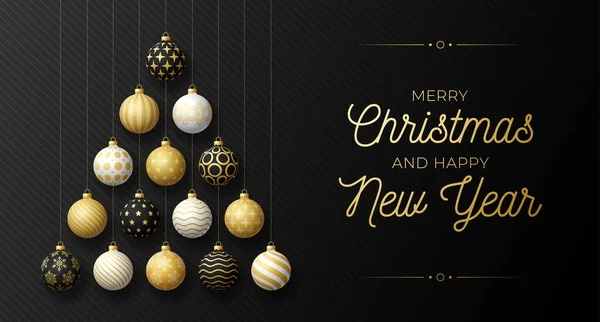 Noël Luxe Nouvelle Carte Voeux Année Arbre Noël Créatif Réalisé — Image vectorielle