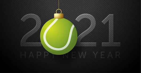 2021 Bonne Année Carte Vœux Sportive Avec Une Balle Tennis — Image vectorielle