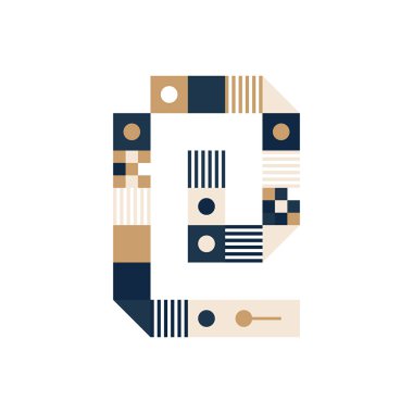 Vektör Pikseli Sanat Ampersand işareti. Beyaz arkaplandaki şeritler, kareler ve noktalardan oluşan renkli semboller. Elektronik skorbord gibi posterler için Geometrik Alfabe.