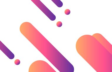 Soyut düz dinamik arkaplan beyaza izole edilmiş. Geometrik hareket şekilleri. Kapak tasarımı, poster, kart, selamlama, iş, dekorasyon için renkli desenler. Vektör resimleme şablonu