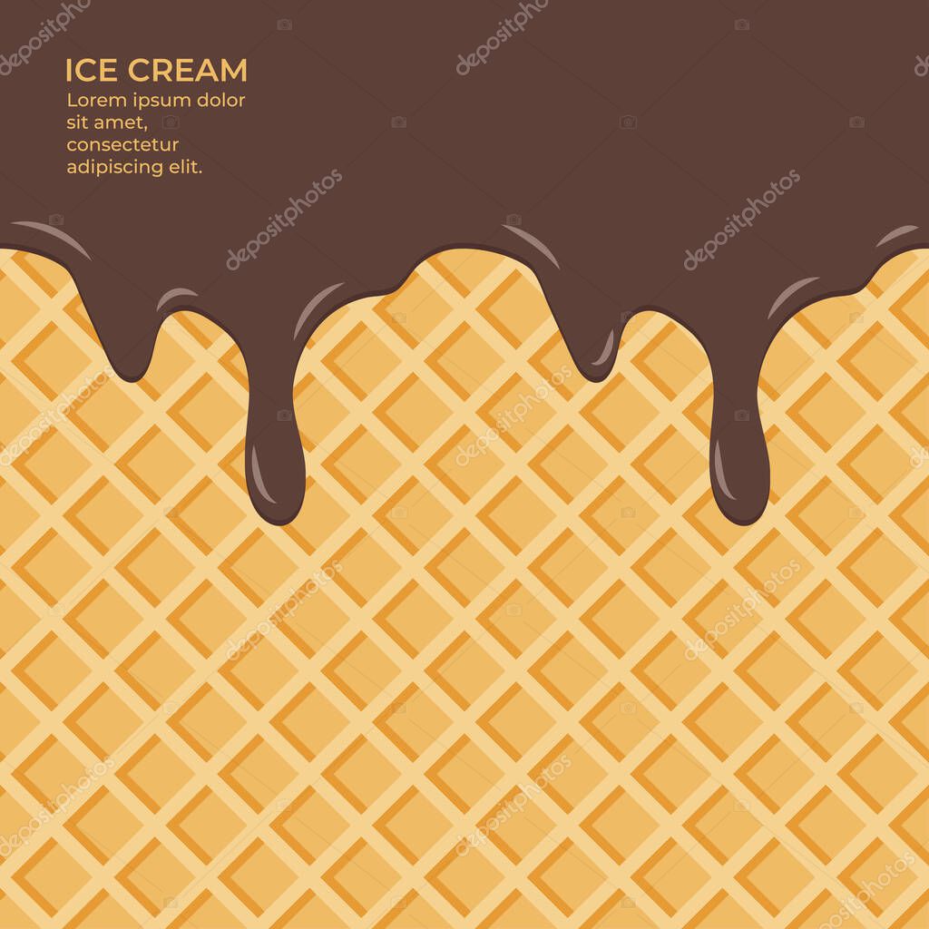 Sweet colour glaze on wafer texture sweet food vector background abstract. Melt icing ice cream on waffle seamless pattern. Editable - Easy change colors