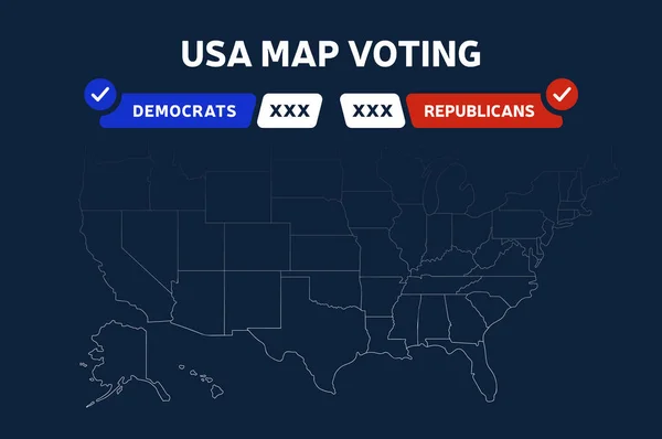 Mappa Dei Risultati Delle Elezioni Presidenziali Negli Stati Uniti Voto — Vettoriale Stock
