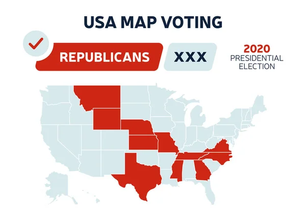 Usa Presidential Republicans Election Results Map Usa Map Voting Presidential — Stock Vector