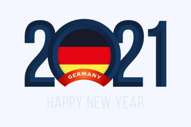 Yeni Yıl 2021 Almanya Bayrağı ile. Beyaz arkaplanda Mutlu Yıllar Mektubuyla Vektör illüstrasyonu