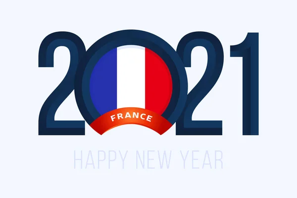 2021 France Flagnél Vektor Illusztráció Betűkkel Boldog 2021 Évet Fehér — Stock Vector