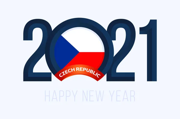 Новий 2021 Рік Чеським Прапором Вікторна Ілюстрація Lettering Happy New — стоковий вектор