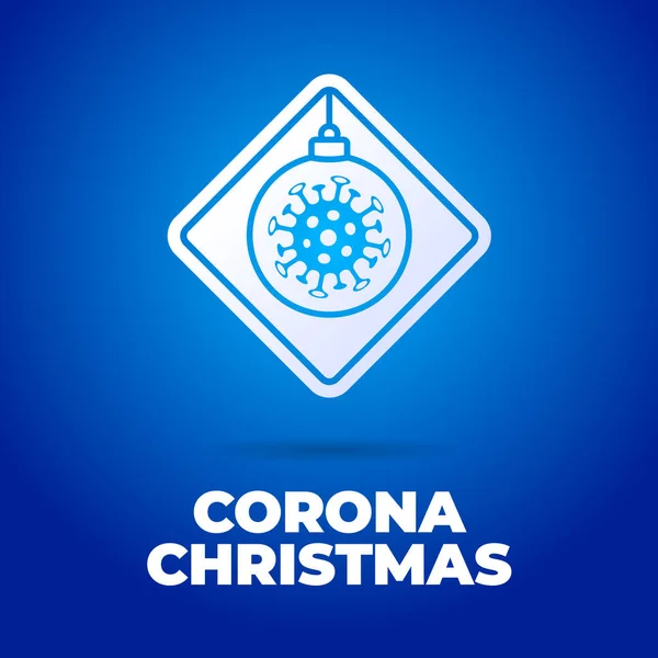 Weihnachten Coronavirus Verkehrsschild Weihnachtskugel Coronavirus Bakterien Cell Icon 2019 Ncov — Stockvektor