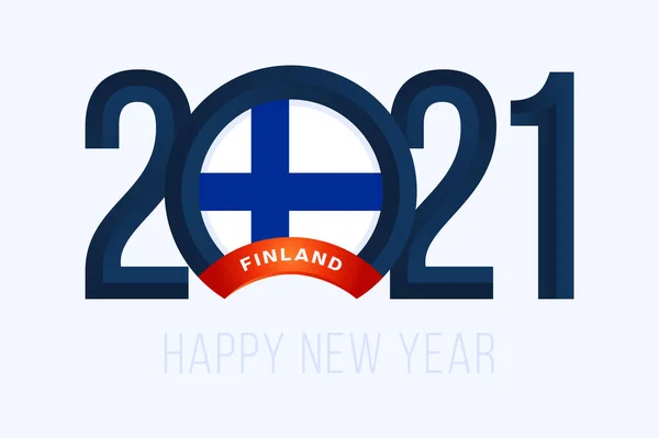 Новий 2021 Рік Фінським Прапором Вікторна Ілюстрація Lettering Happy New — стоковий вектор