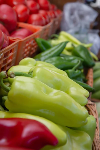 fresh vegetables in the store, green peppers