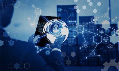 Çift Pozlama iş lojistik kavramı, harita genel ortağı bağlantısı konteyner kargo yük gemisinin ithalat ihracat arka plan, nakliye, hızlı veya anlık kavramı Online ürünler sipariş dünya çapında