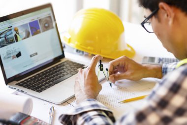 Blueprint.engineer Müfettiş işyerinde çalışan mimar 