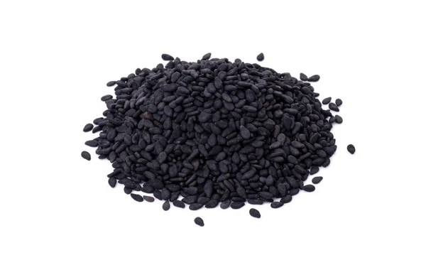 Черные Семена Кунжута Содержащие Фитин Изолированы Белом Фоне Здоровое Здоровое — стоковое фото