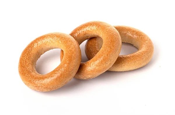 Kleine Ronde Bagels Geïsoleerd Een Witte Achtergrond Gebakken Producten Voor — Stockfoto