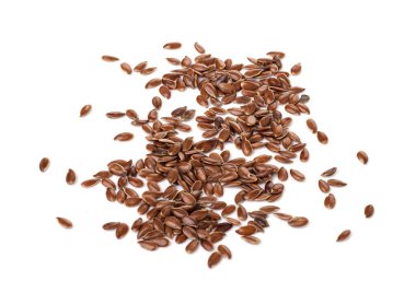 Beyaz arka planda izole keten tohumları. doğru beslenme ve kilo kaybı. kullanışlı ürün