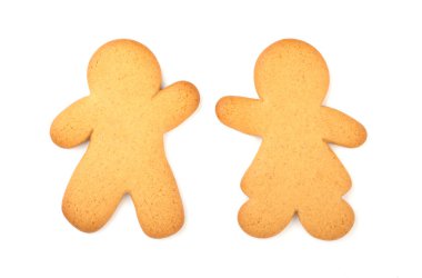 Zencefilli adam beyaz arka planda izole edilmiş. Noel ve yeni yıl tatilinin sembolü. Noel ağacı süslemesi