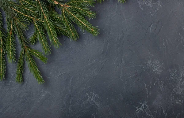 Natal Fundo Escuro Com Árvore Natal Decoração Vista Superior Com — Fotografia de Stock