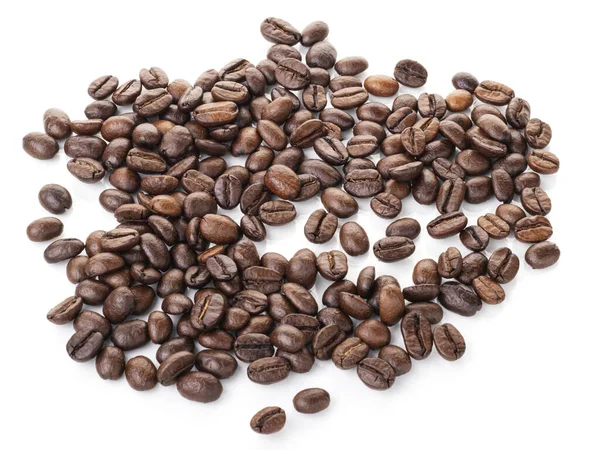 Pražená Kávová Zrna Izolovaná Bílém Pozadí Kávové Pozadí Pro Návrháře — Stock fotografie