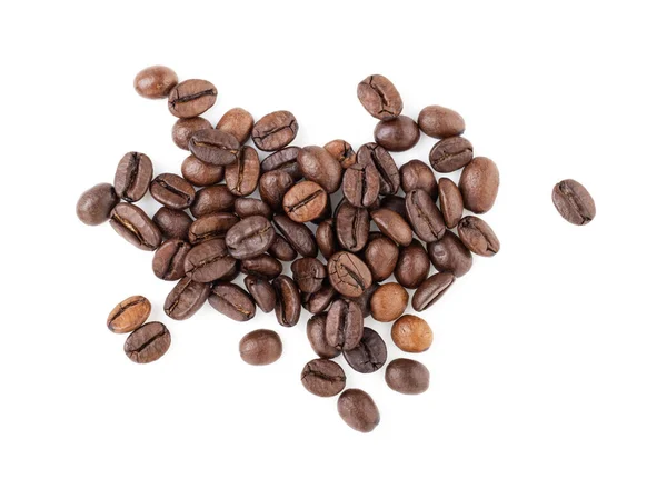 Kahverengi Kahve Çekirdekleri Beyaz Arka Planda Izole Edilmiş Canlandırıcı Bir — Stok fotoğraf