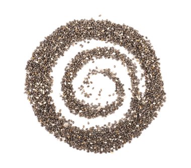 Chia tohumları beyaz arka planda izole edilmiş. sağlıklı yemek, sağlıklı yaşam tarzı